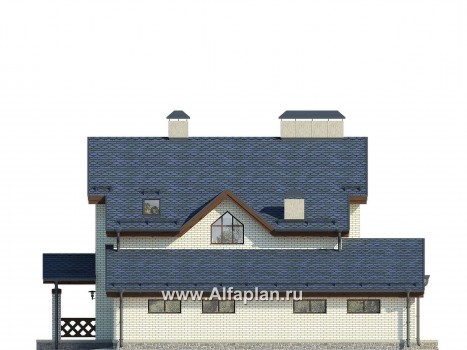 Проект двухэтажного дома из газобетона, планировка с гостевой на 1 эт, с террасой, в современном стиле - превью фасада дома
