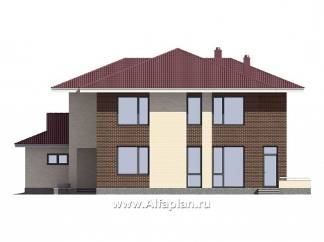 Проекты домов Альфаплан - Проект комфортабельного дома в современном стиле - превью фасада №2