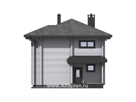 Проекты домов Альфаплан - Проект двухэтажного дома из клееного бруса - превью фасада №2