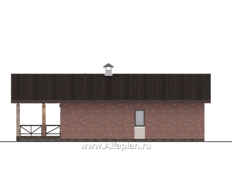 «Аметист» -  проект одноэтажного дома, с террасой со стороны входа, 3 спальни, с современной кровлей - превью фасада дома