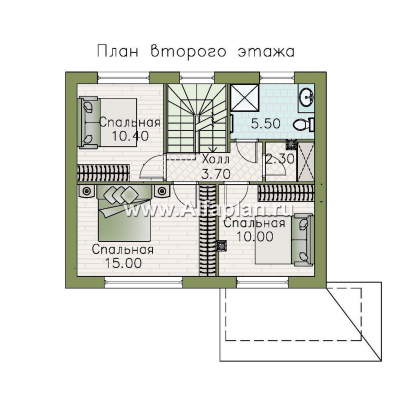 «Бессер» - проект каркасного дома с мансардой, в скандинавском стиле - превью план дома