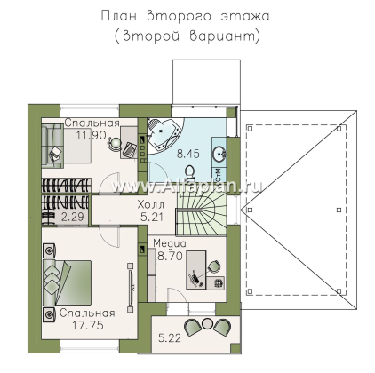 Проекты домов Альфаплан - Кирпичный дом «Серебро» с навесом для машины - превью плана проекта №3