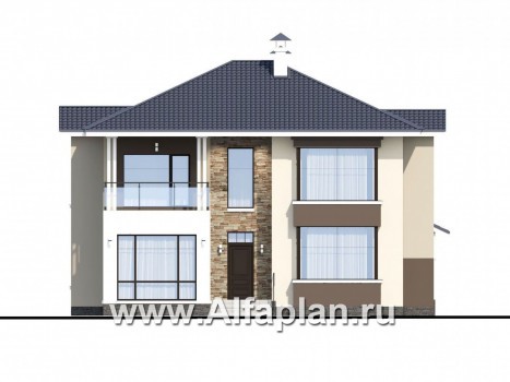 «Опал» - проект двухэтажного дома, с террасой, с эркером - превью фасада дома