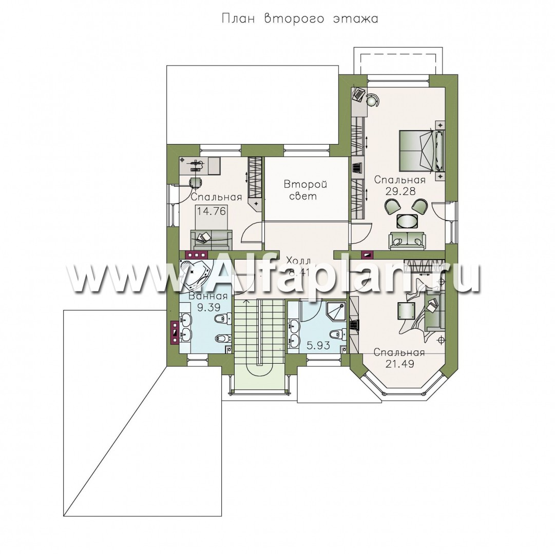 Проекты домов Альфаплан - «Гольфстрим» - современный коттедж с гаражом - изображение плана проекта №2