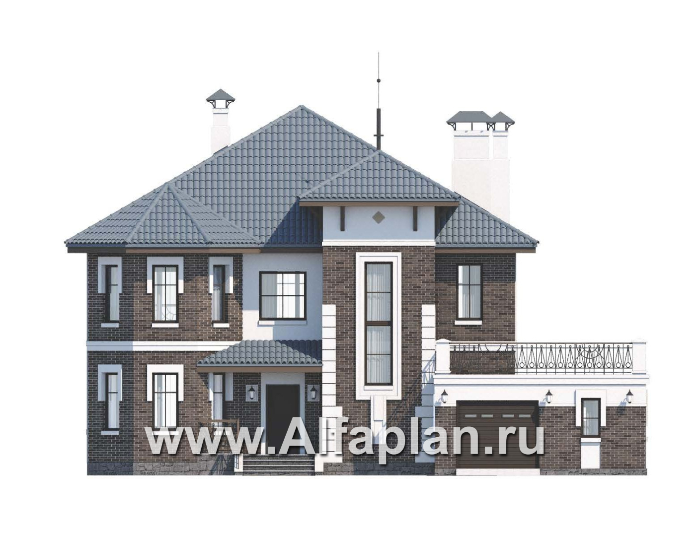 Проекты домов Альфаплан - «Феникс» - комфортабельный  коттедж с террасой - изображение фасада №1