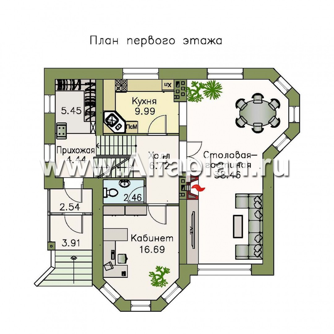 Проекты домов Альфаплан - «Корвет-прогресс» - трехэтажный коттедж с двумя гаражами - план проекта №2