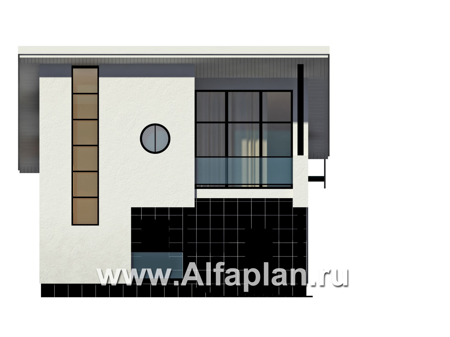 Проекты домов Альфаплан - Кирпичный дом эконом-класса с односкатной кровлей - изображение фасада №2