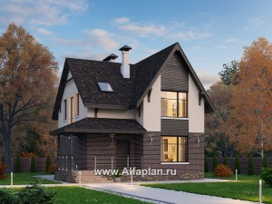 Проекты домов Альфаплан - «Оптима»- стильный современный дом из кирпичей или газобетона - превью основного изображения