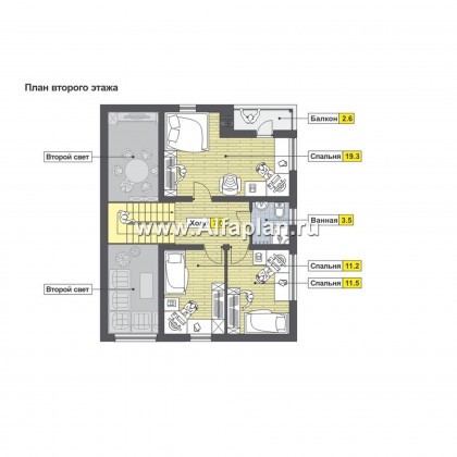 Проекты домов Альфаплан - Каркасный дом с односкатной кровлей - превью плана проекта №2
