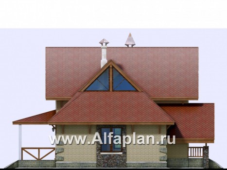 «Альпенхаус» - проект дома с мансардой, высокий потолок в гостиной, в стиле шале - превью фасада дома