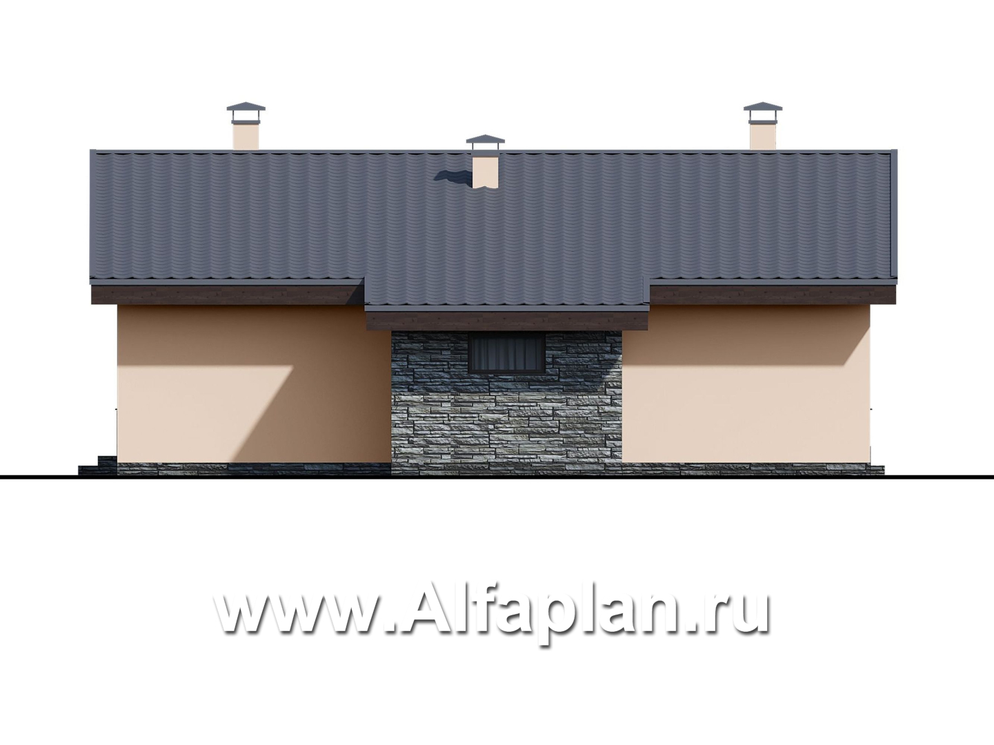 Проекты домов Альфаплан - «Дельта» - удобный и практичный каркасный дом в один этаж - изображение фасада №2