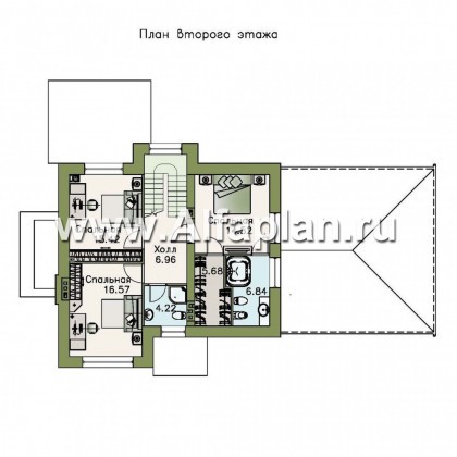Проекты домов Альфаплан - «Verum» - двуxэтажный коттедж с компактным планом и навесом  для машин - превью плана проекта №3