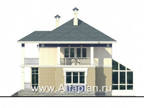 Проекты домов Альфаплан - «Аристократ» -  современный особняк в стиле модерн - превью фасада №2