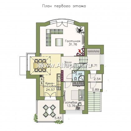 Проекты домов Альфаплан - «Светлая жизнь» - современный дом с большими окнами - превью плана проекта №2