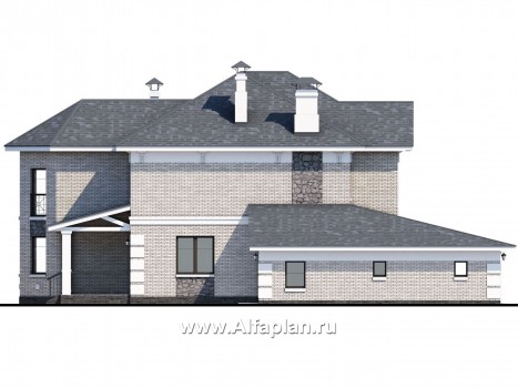Проекты домов Альфаплан - «Затерянный рай» - коттедж с отличной планировкой и гаражом - превью фасада №3