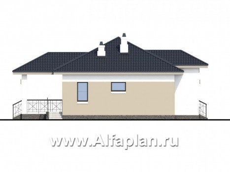 Проекты домов Альфаплан - «Княженика» - проект экономичного одноэтажного дома  сауной - превью фасада №3