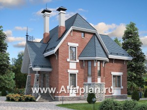 Проекты домов Альфаплан - «Лавиери»- проект дома с изящным крыльцом и эркером - превью основного изображения