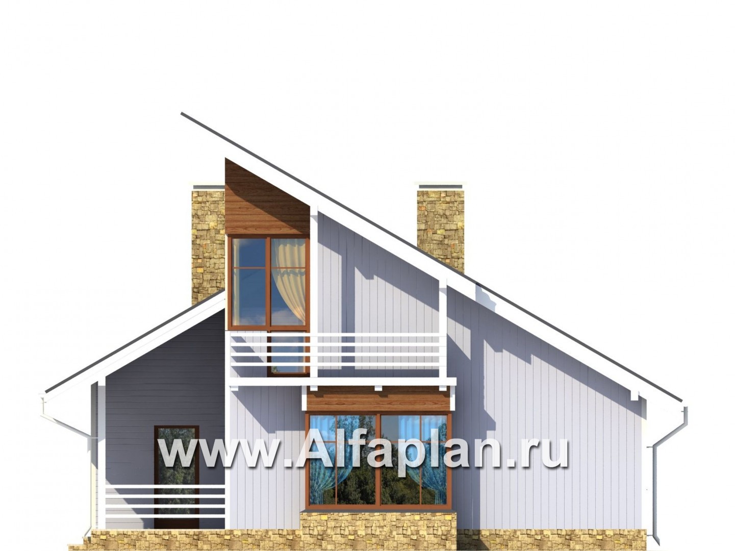 Проекты домов Альфаплан - Двухэтажный каркасный дом - изображение фасада №2