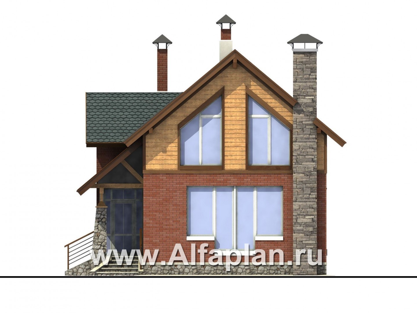 Проекты домов Альфаплан - «Вишневый сад» - проект небольшого дома или дачи - изображение фасада №1