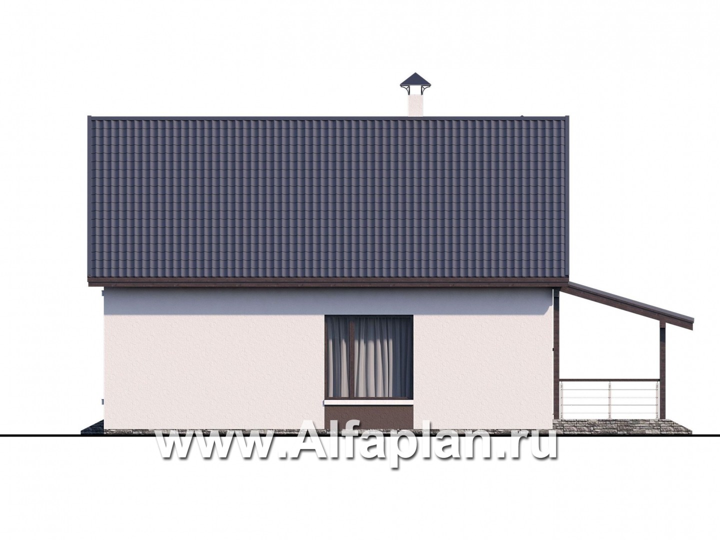 Проекты домов Альфаплан - «Арс» - небольшой мансардный дом для узкого участка - изображение фасада №2