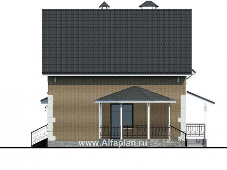 Проекты домов Альфаплан - Дом из газобетона «Оптима» с навесом и террасой - превью фасада №2