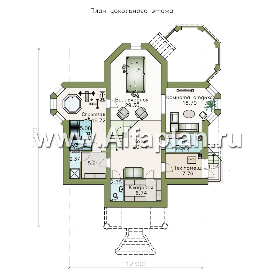 Проекты домов Альфаплан - «Головин плюс» - особняк в стиле Петровских традиций - план проекта №1