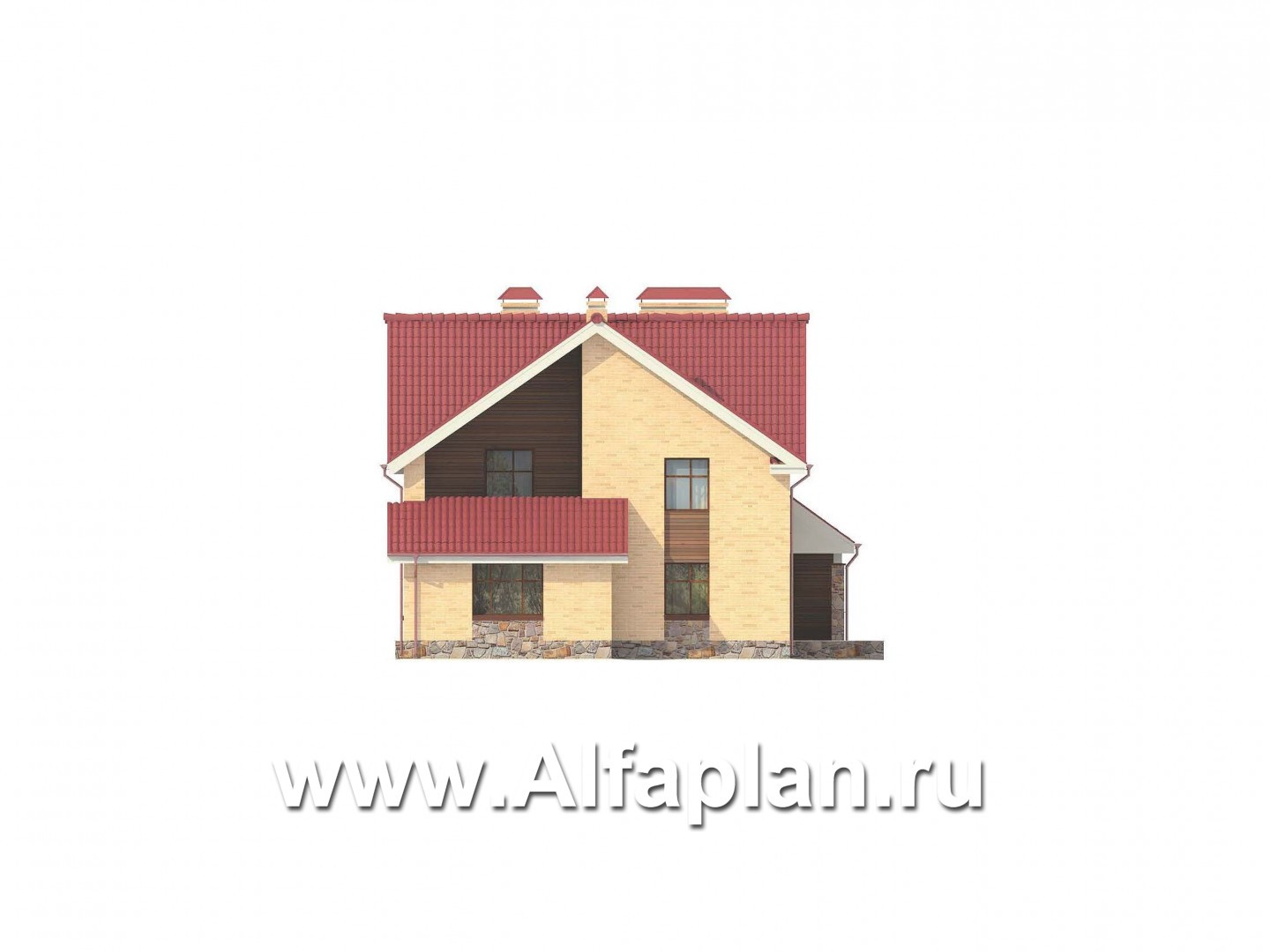 Проекты домов Альфаплан - Дом на две семьи из крупноформатных блоков - изображение фасада №2