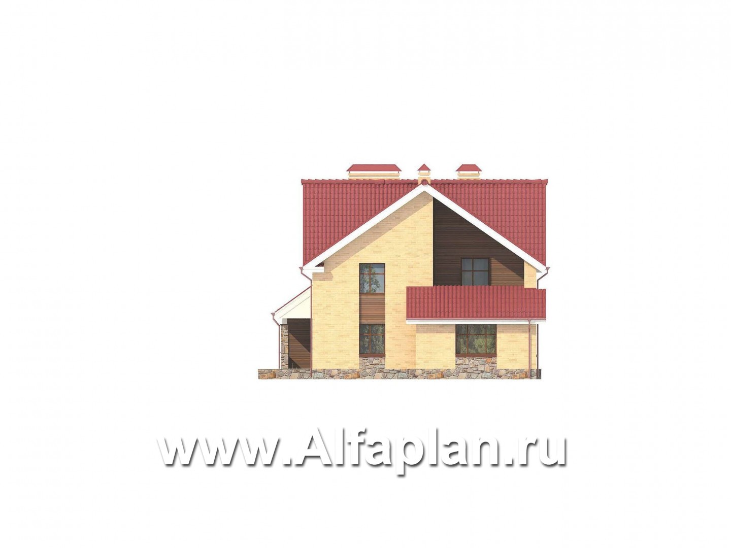 Проекты домов Альфаплан - Дом на две семьи из крупноформатных блоков - изображение фасада №4