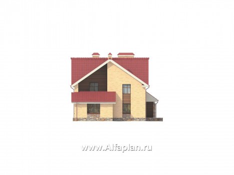 Проекты домов Альфаплан - Дом на две семьи из крупноформатных блоков - превью фасада №2