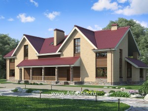 Проекты домов Альфаплан - Дом на две семьи из крупноформатных блоков - превью основного изображения