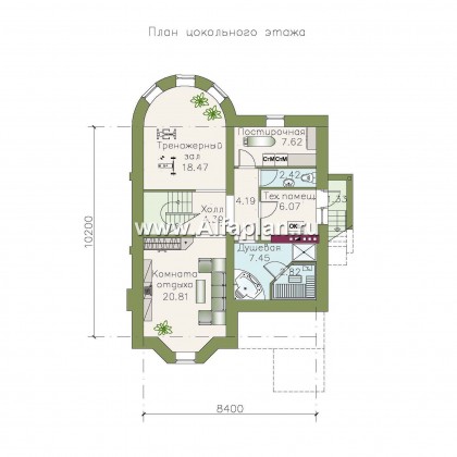 Проекты домов Альфаплан - «Стелла Плюс» — компактный дом с цокольным этажом - превью плана проекта №1