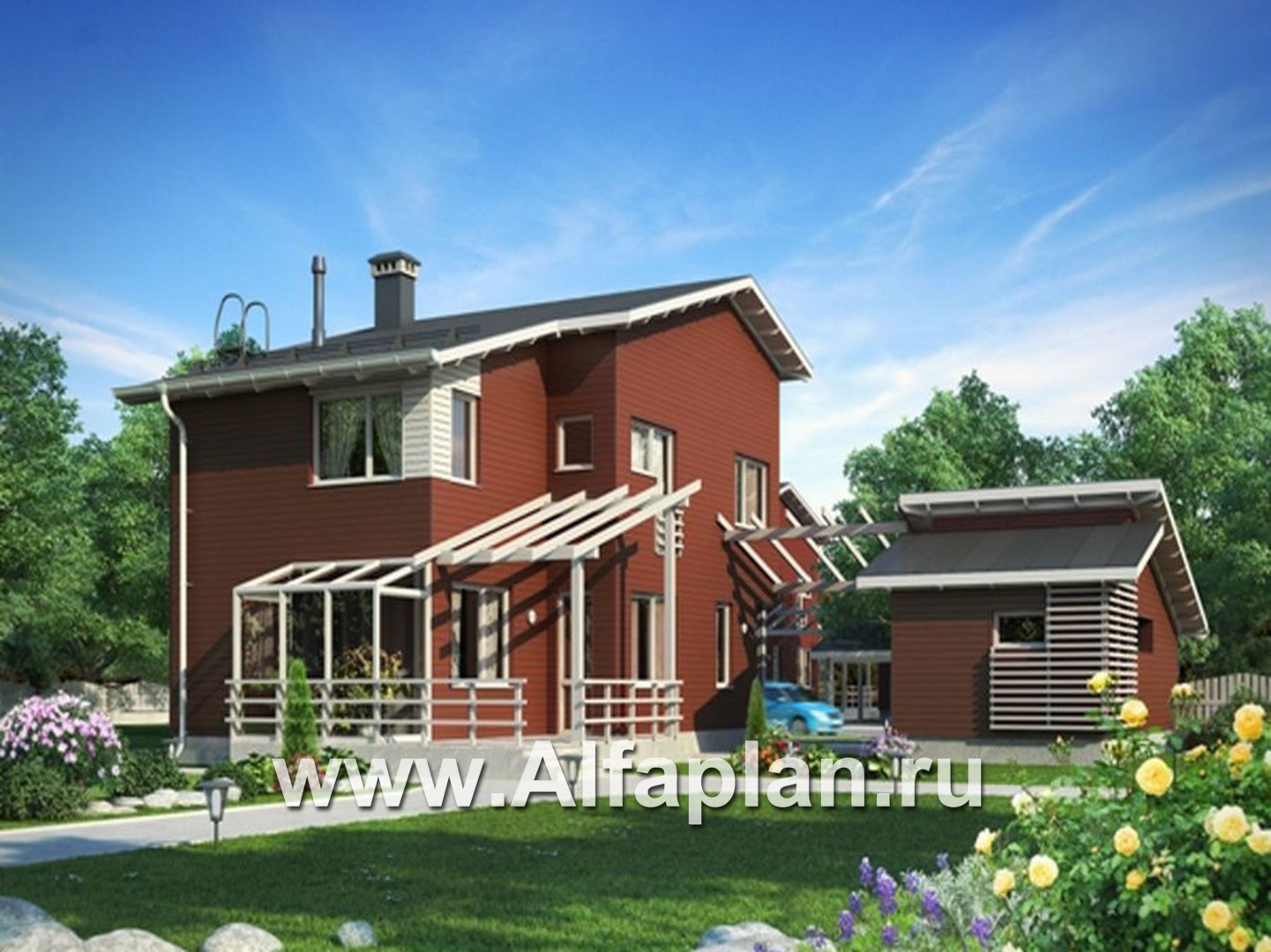 Проекты домов Альфаплан - Современный каркасный дом - дополнительное изображение №1