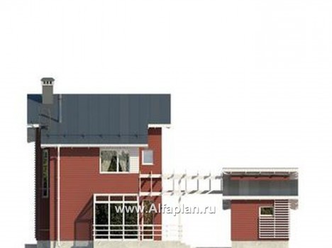 Проекты домов Альфаплан - Современный каркасный дом - превью фасада №2