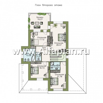 Проекты домов Альфаплан - «Эсперанса» - загородный особняк с террасой и гаражом - превью плана проекта №2