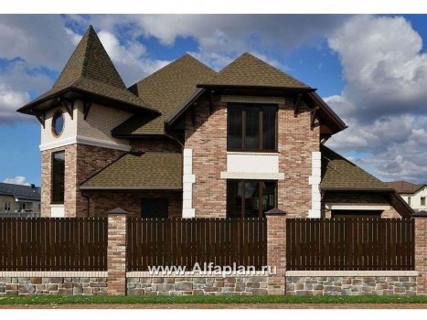 «Аскольд» - проект двухэтажного дома с террасой, планировка дома по диагонали, в стиле замка - превью дополнительного изображения №4