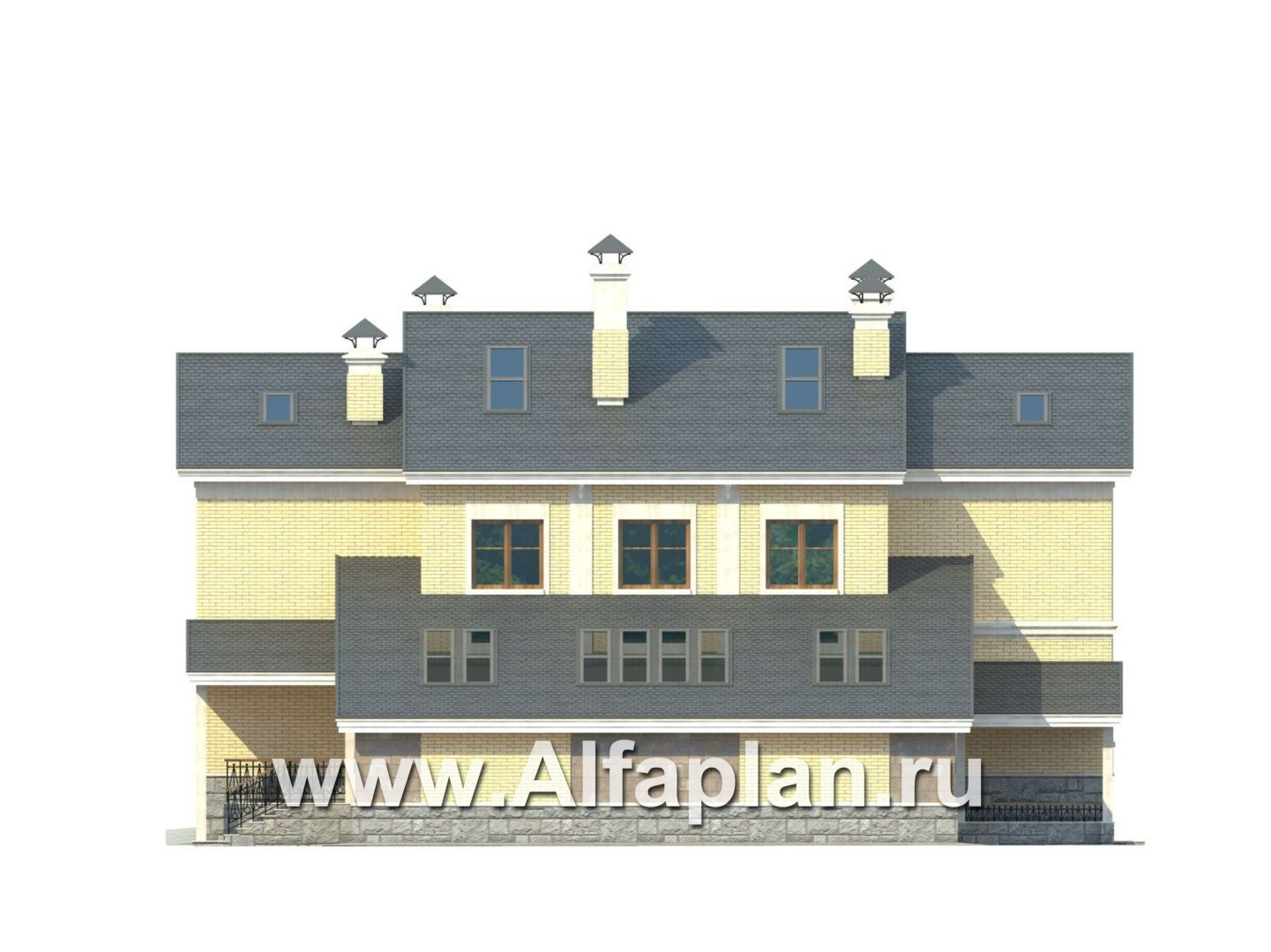 Проекты домов Альфаплан - «Поместье» - элитный коттедж в классическом стиле - изображение фасада №4