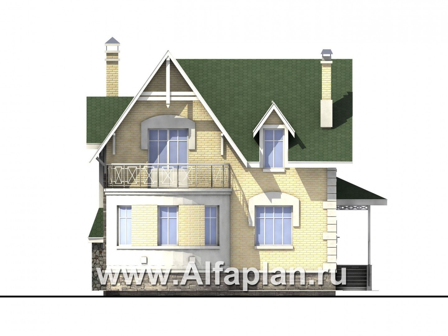 Проекты домов Альфаплан - «Ретростилиса» - проект экономичного дома для небольшого участка - изображение фасада №4