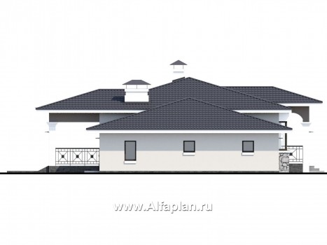 Проекты домов Альфаплан - "Новый свет" - проект одноэтажного дома с гаражом для небольшой семьи - превью фасада №3