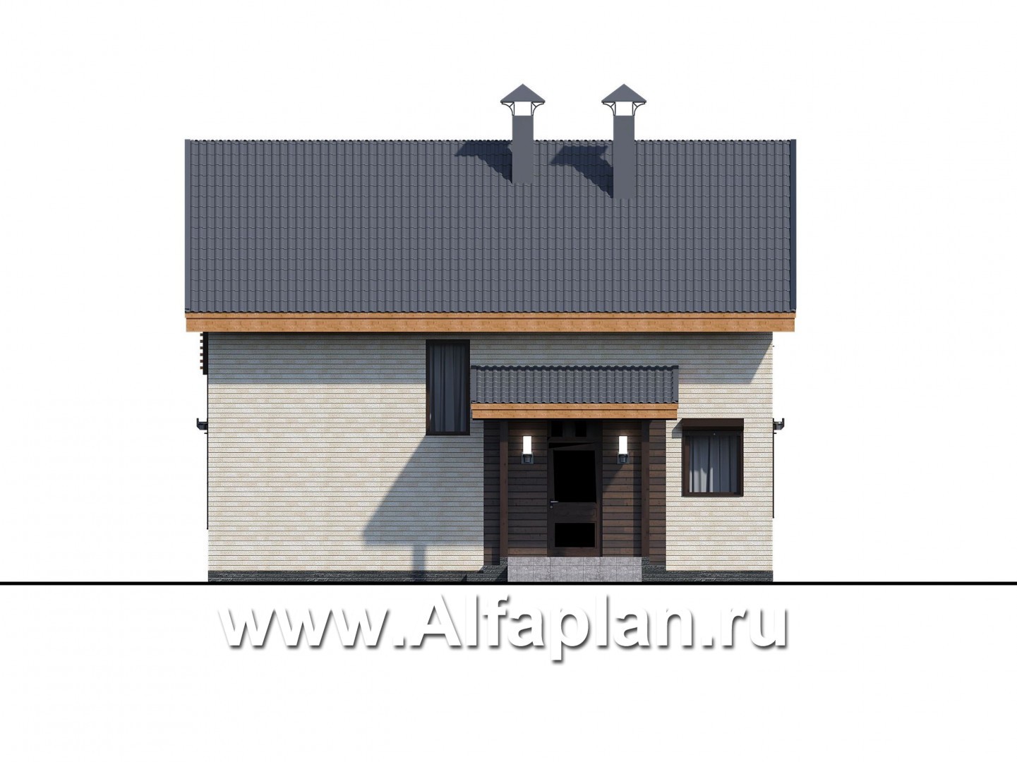 Проекты домов Альфаплан - «Сигма» - небольшой дом с сауной на первом этаже - изображение фасада №2