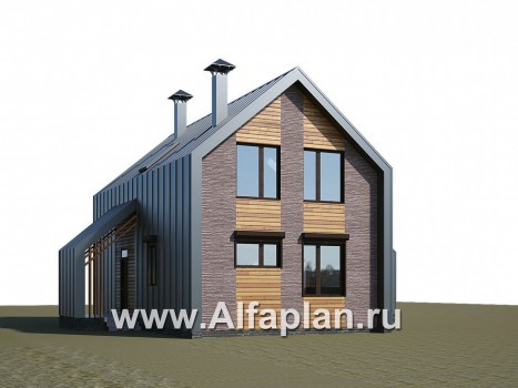 Проекты домов Альфаплан - «Тау» - двухэтажный дом с фальцевыми фасадами и кровлей - превью дополнительного изображения №1