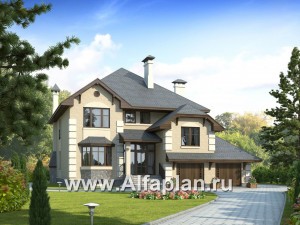 Проекты домов Альфаплан - «Эвридика»- красивый загородный дом с гаражом и цокольным этажом - превью основного изображения