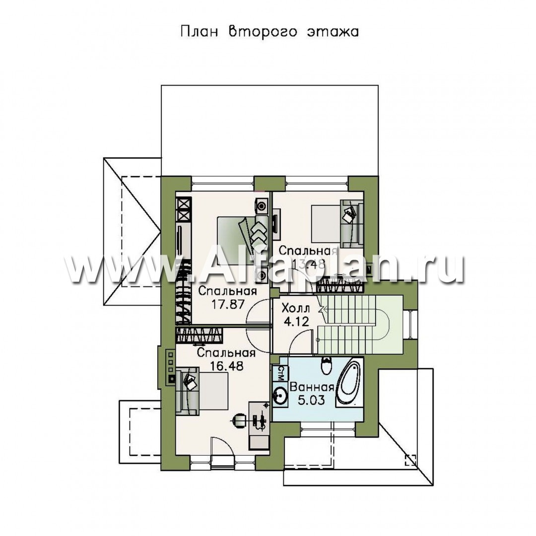 Проекты домов Альфаплан - «Прагматика» - небольшой коттедж с бильярдной в мансарде - план проекта №2