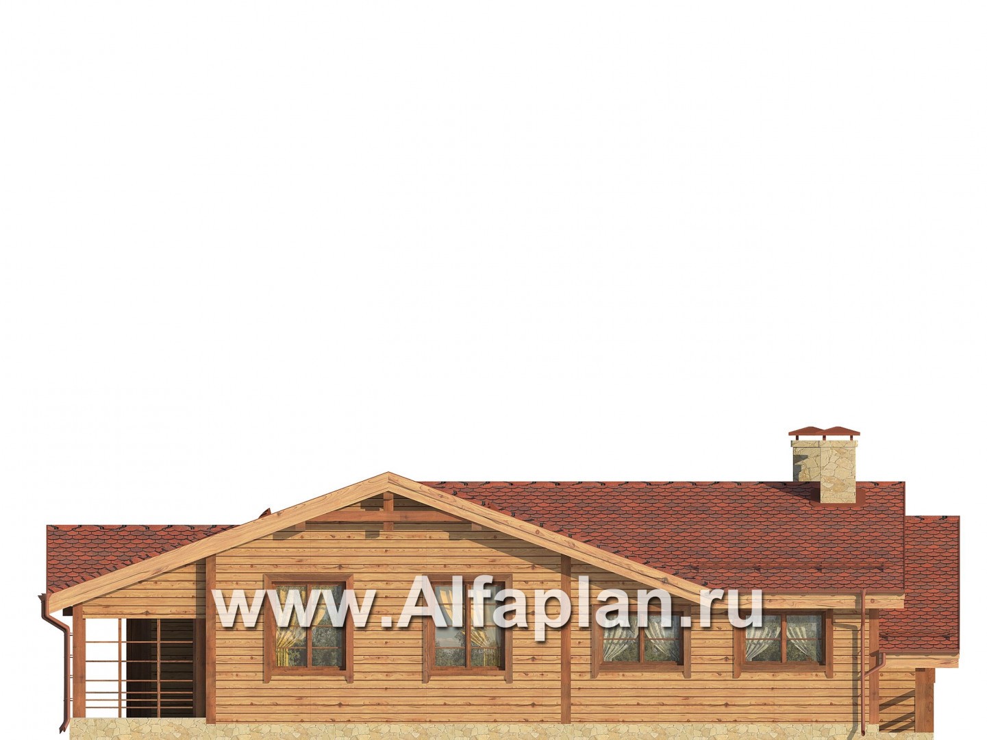 Проекты домов Альфаплан - Комфортабельный одноэтажный дом из бруса - изображение фасада №4