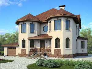 Проекты домов Альфаплан - «Амбиент» - амбиционый дом с двумя мощными эркерами - превью основного изображения