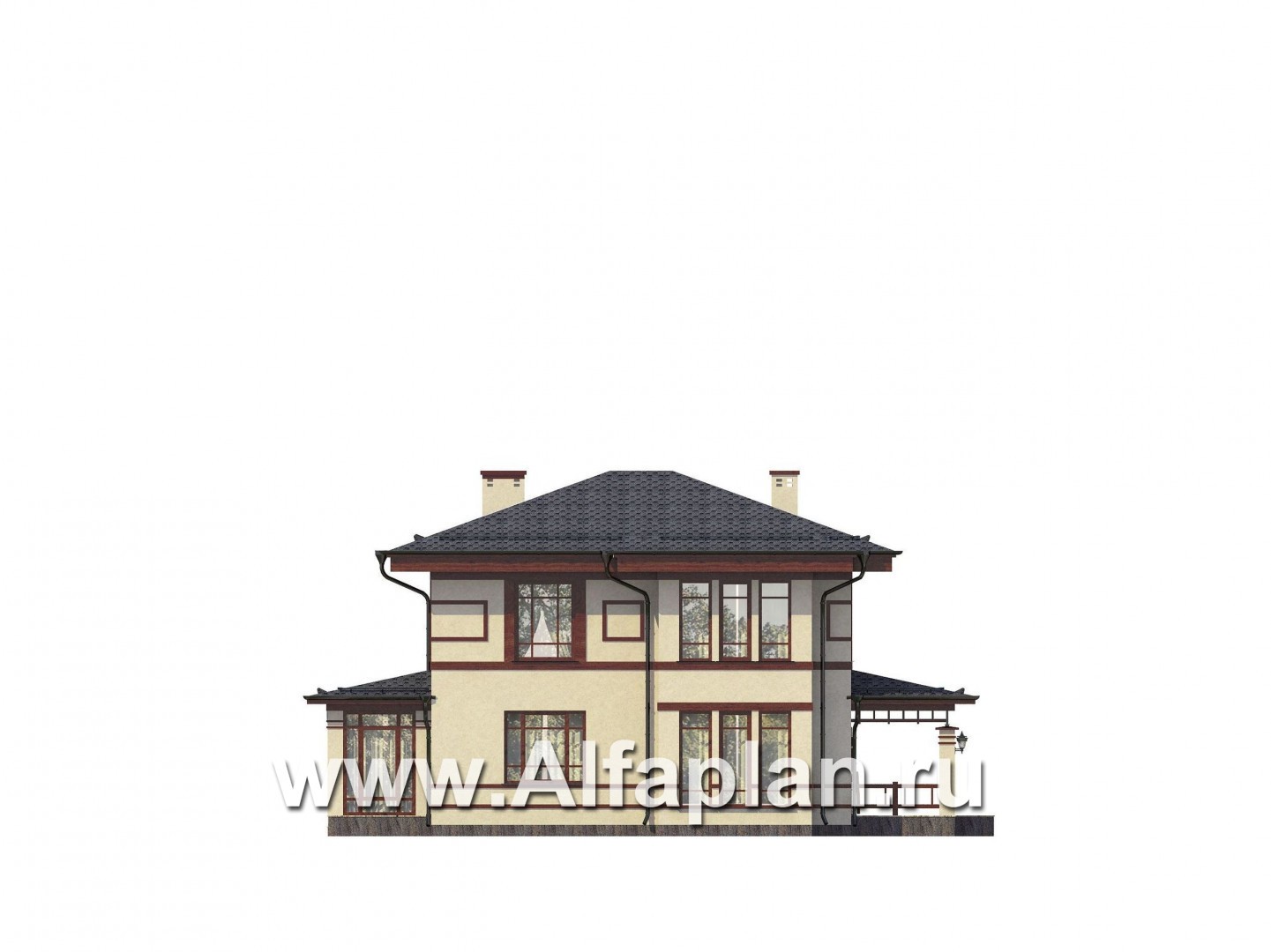 Проекты домов Альфаплан - Дом на две семьи - изображение фасада №2