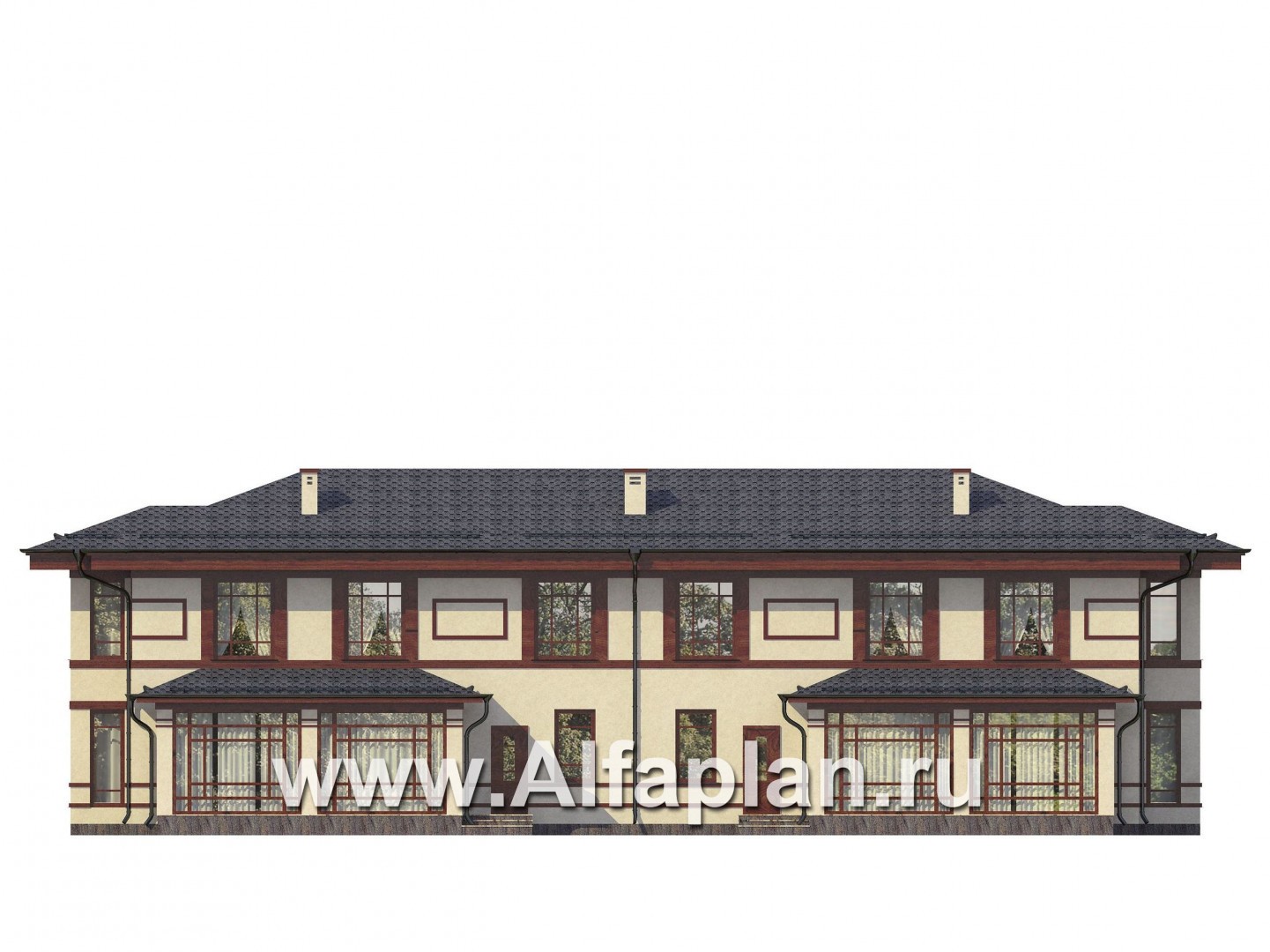 Проекты домов Альфаплан - Дом на две семьи - изображение фасада №3