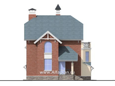 Проекты домов Альфаплан - «Корвет» - трехэтажный коттедж с двумя гаражами - превью фасада №3