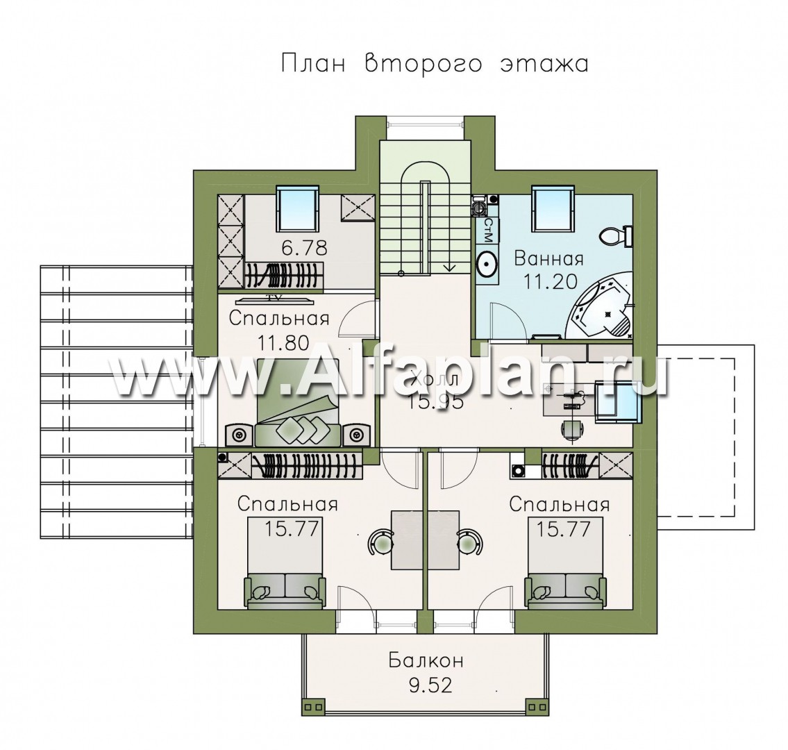 Проекты домов Альфаплан - «Арктур»  - современный мансардный дом - план проекта №2