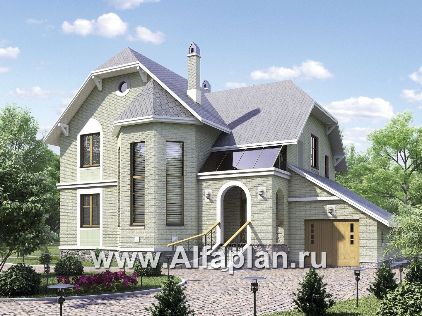 Проекты домов Альфаплан - «Эстрелл» - загородный дом с просторной гостиной - основное изображение