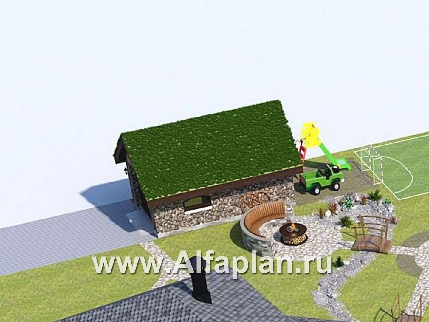 Проекты домов Альфаплан - Хозяйственный блок для хранения садовой техники и инвентаря - дополнительное изображение №1